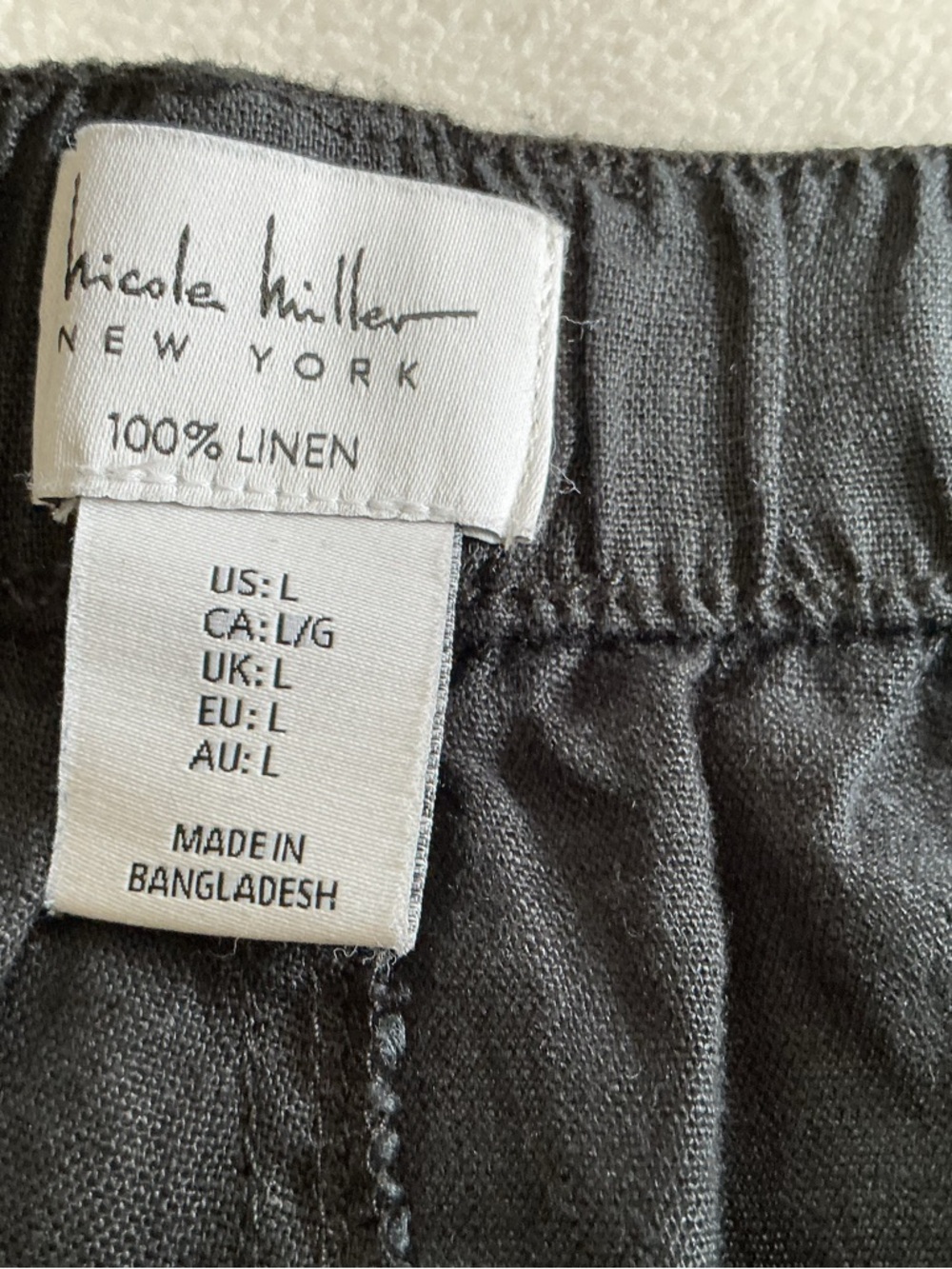 Nicole Miller linen Black ankle balloon Cargo beach Pants - Picture 6 of 12